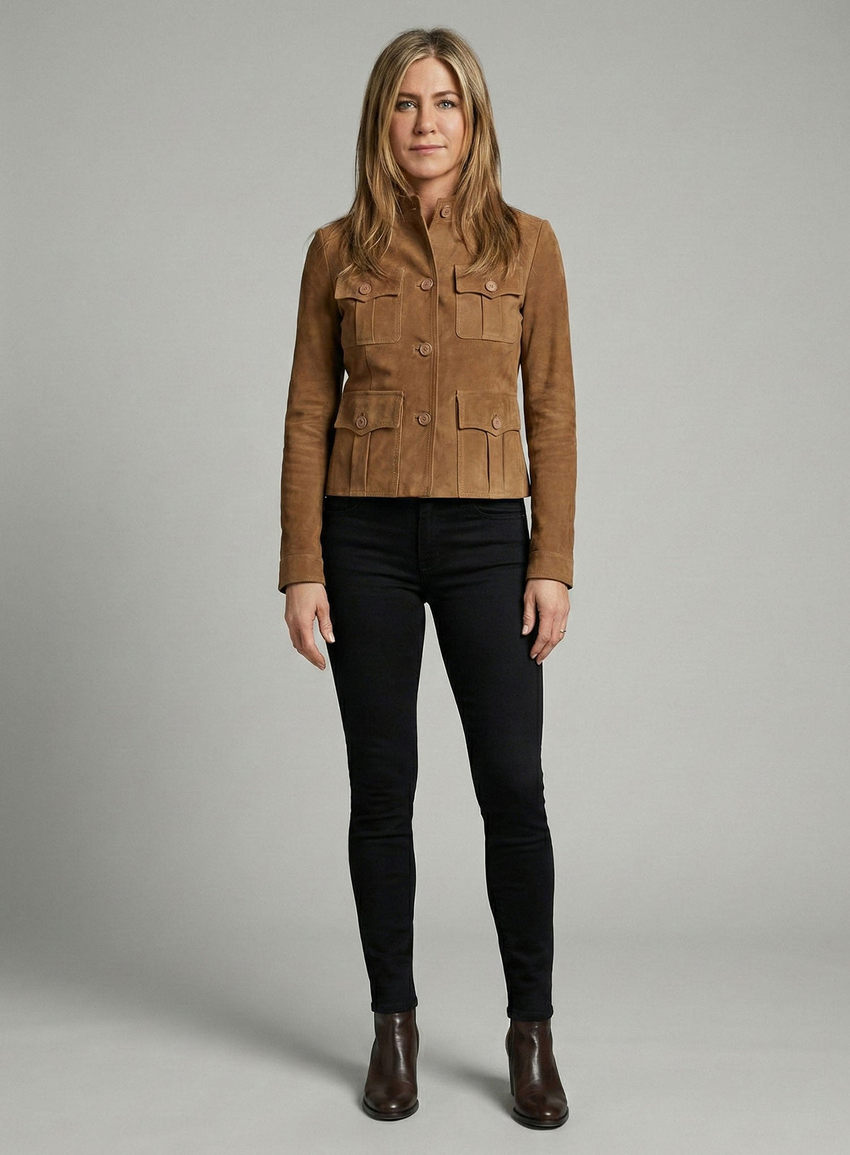 Jennifer Aniston Love Happens Black Leather Jacket – close-up and worn views