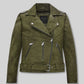 Jennifer Aniston Murder Mystery 2 Olive Green Leather Jacket – front view