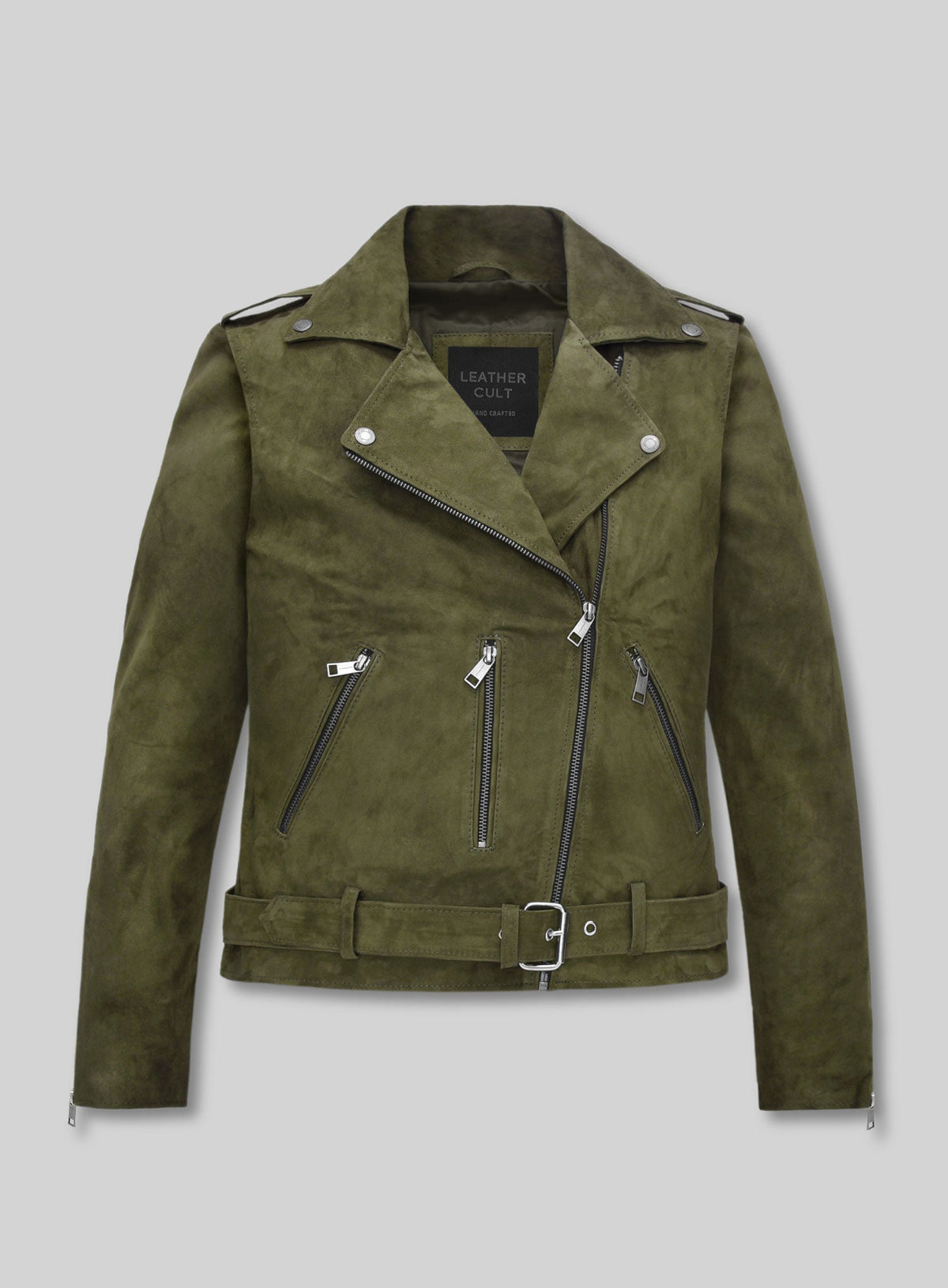 Jennifer Aniston Murder Mystery 2 Olive Green Leather Jacket – front view