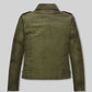 Jennifer Aniston Murder Mystery 2 Olive Green Leather Jacket – back view