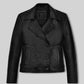 Jennifer Lawrence Black Leather Jacket – front view