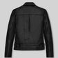 Jennifer Lawrence Black Leather Jacket – back view
