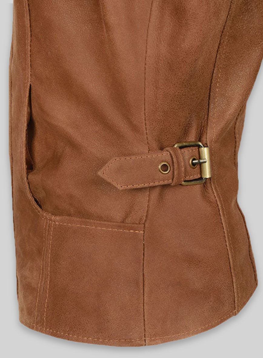 Jennifer Lopez Gigli Black Leather Jacket – close-up and worn views