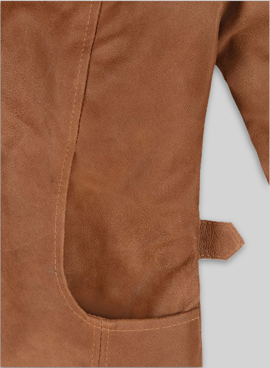 Jennifer Lopez Gigli Black Leather Jacket – close-up and worn views