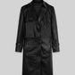 Jennifer Lopez Hustlers Black Leather Trench Coat – front view