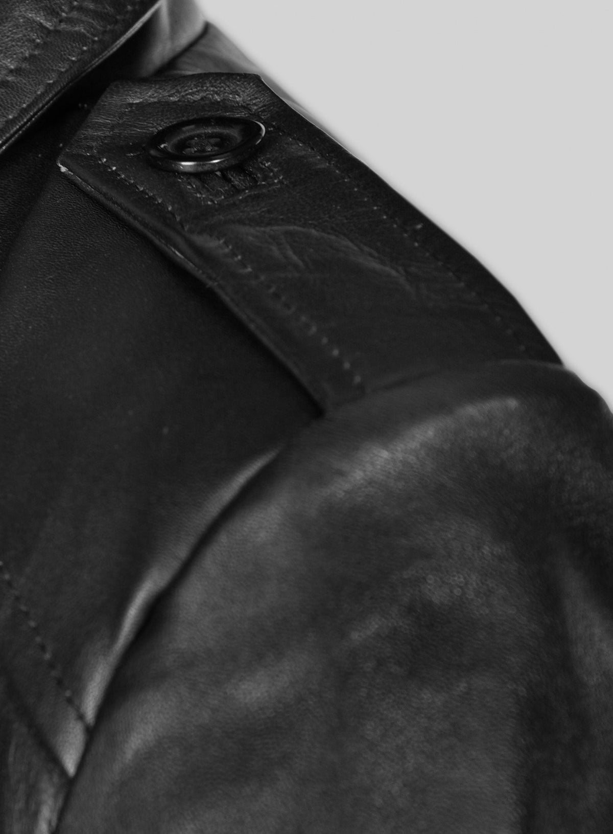 Jennifer Lopez Hustlers Black Leather Trench Coat – close-up and worn views