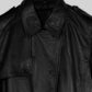 Jennifer Lopez Hustlers Black Leather Trench Coat – close-up and worn views
