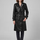 Jennifer Lopez Hustlers Black Leather Trench Coat – full product view