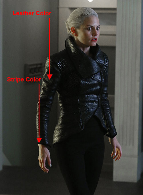 Jennifer Morrison Once Upon a Time Black Leather Jacket – close-up and worn views