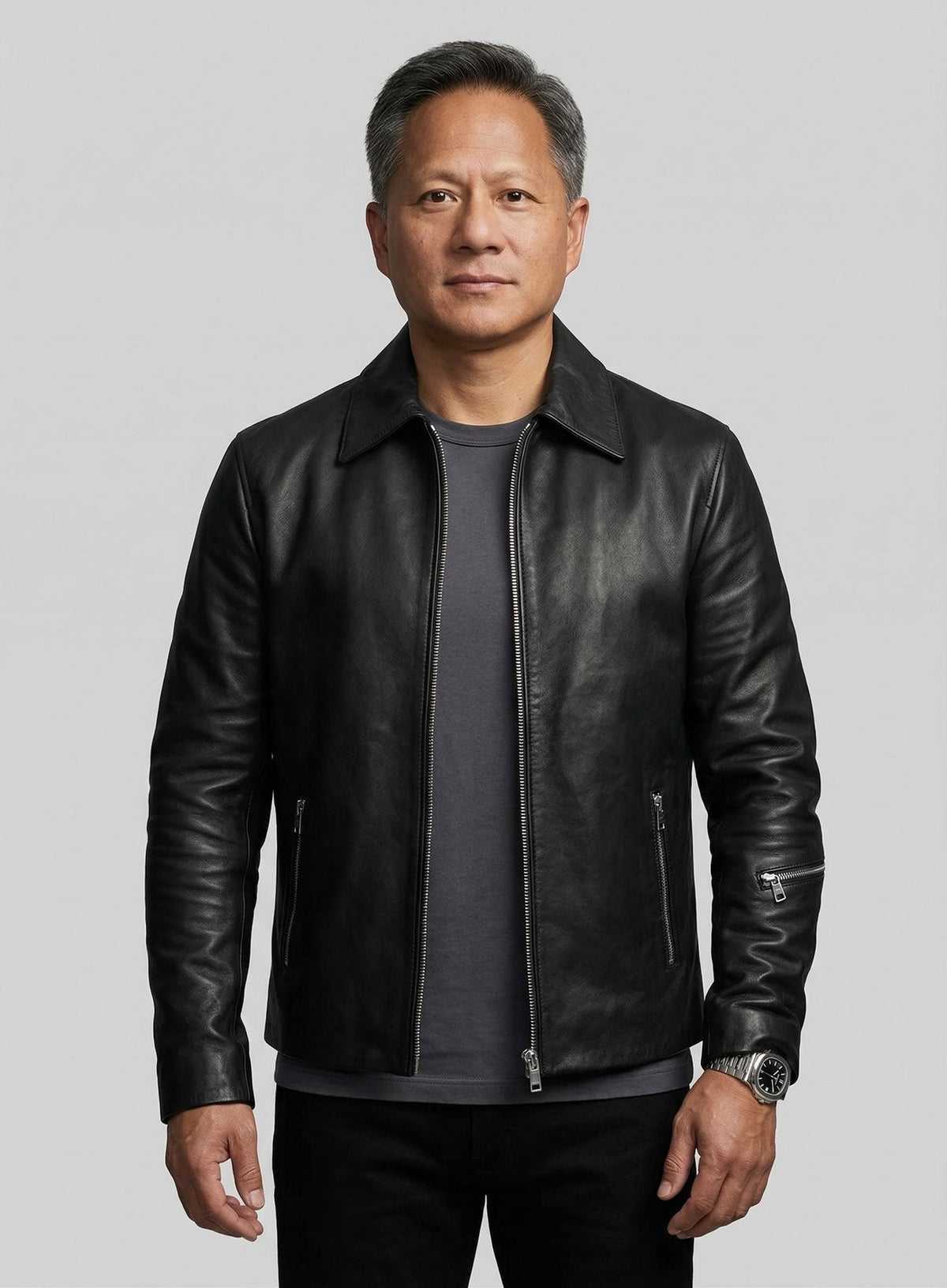 Jensen Huang Leather Jacket view 4