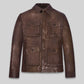 Jensen Ross Ackles Supernatural Season 7 Distressed Brown Leather Jacket – front view