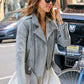 Jessica Alba Black Biker Leather Jacket – close-up and worn views