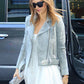 Jessica Alba Black Biker Leather Jacket – close-up and worn views