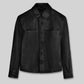 Jim Morrison Classic Black Leather Shirt – front view