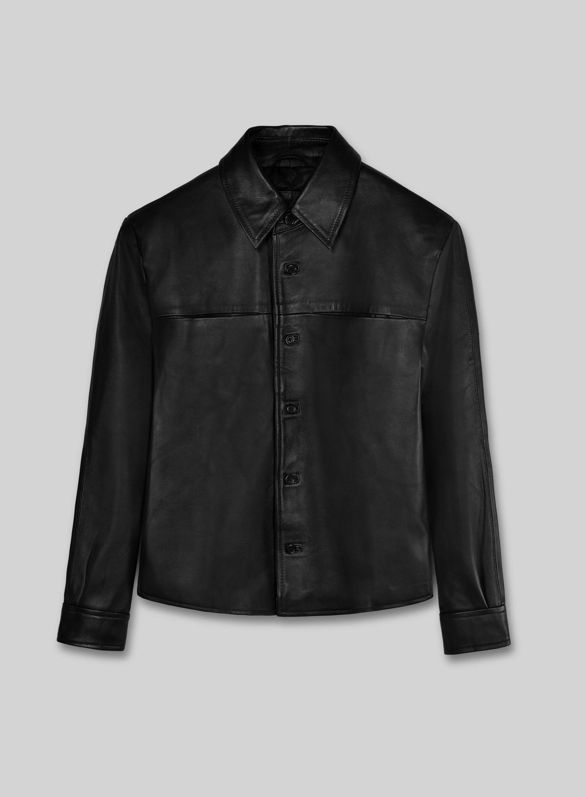 Jim Morrison Classic Black Leather Shirt – front view