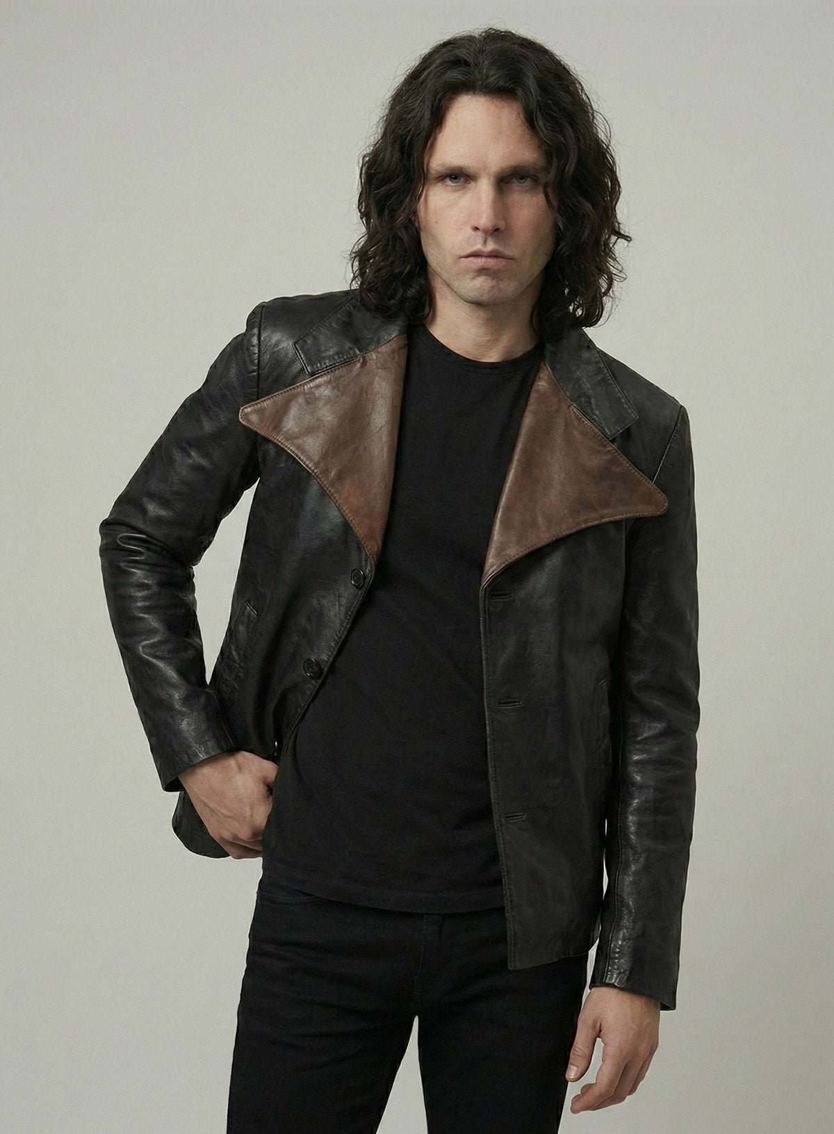 Jim Morrison Leather Jacket view 5