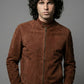 Jim Morrison 1969 Brown Suede Jacket in rust brown – worn look