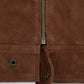 Jim Morrison 1969 Brown Suede Jacket in rust brown – close-up detail of leather and stitching