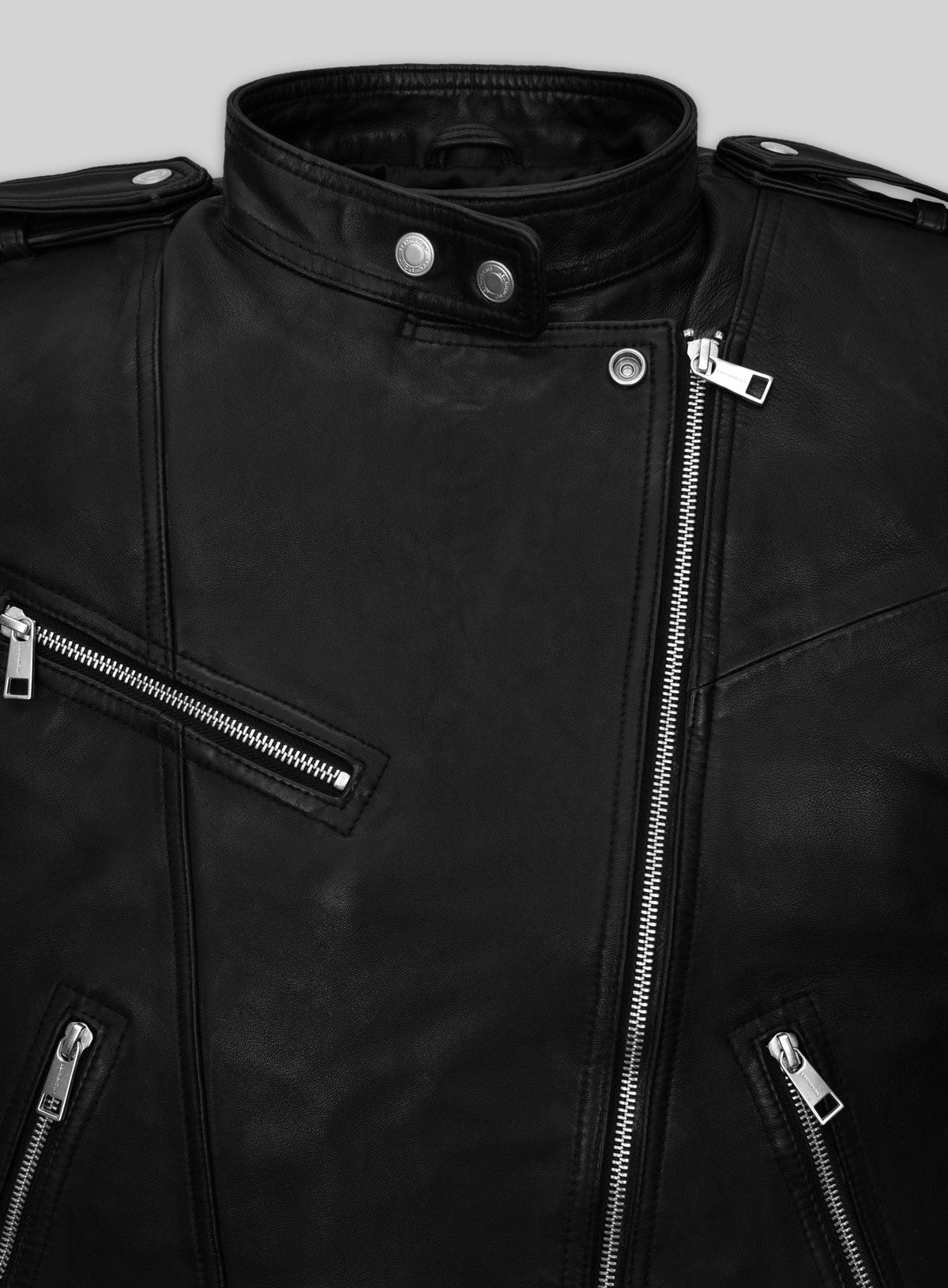 Jodie Comer Doctor Foster Black Leather Jacket – close-up and worn views
