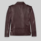 Joe Jonas Burgundy Biker Leather Jacket – back view