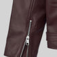 Joe Jonas Burgundy Biker Leather Jacket – full product view