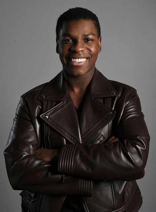 John Boyega Black Leather Jacket – front view