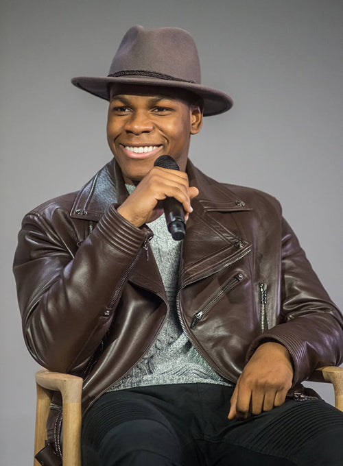 John Boyega Black Leather Jacket – close-up and worn views
