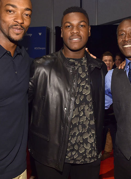 John Boyega Black Leather Jacket Style 1 – John Boyega wearing the look, photo 3