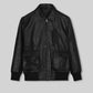 John Cho Black Casual Leather Jacket – front view