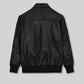 John Cho Black Casual Leather Jacket – back view