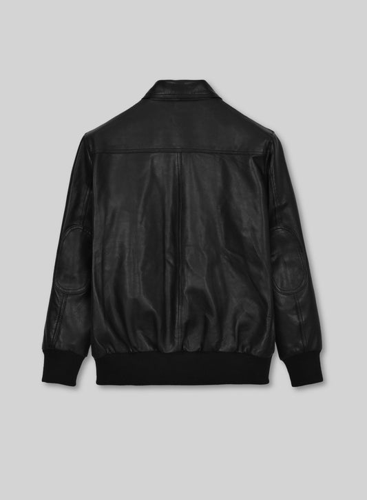 John Cho Black Casual Leather Jacket – back view