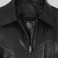 John Cho Black Casual Leather Jacket – close-up detail of hardware and pockets