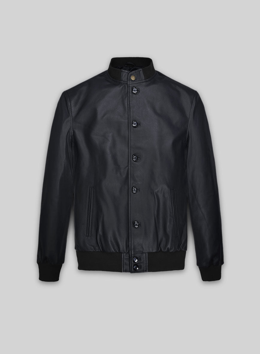 John Cho Comic-Con Black Bomber Leather Jacket – front view