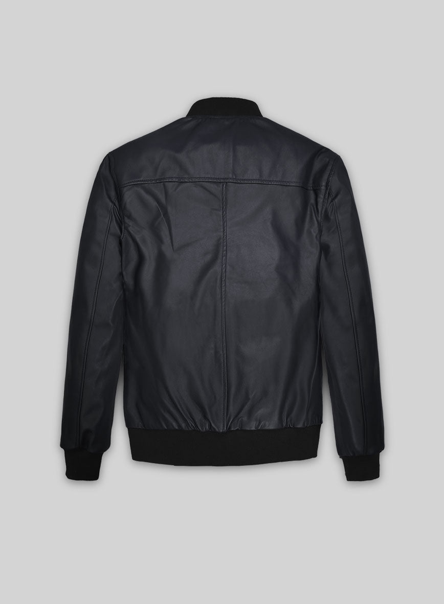 John Cho Comic-Con Black Bomber Leather Jacket – back view