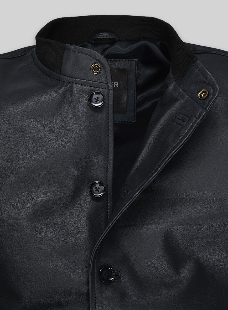 John Cho Comic-Con Black Bomber Leather Jacket – close-up detail of hardware and pockets