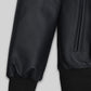 John Cho Comic-Con Black Bomber Leather Jacket – close-up detail of leather and stitching