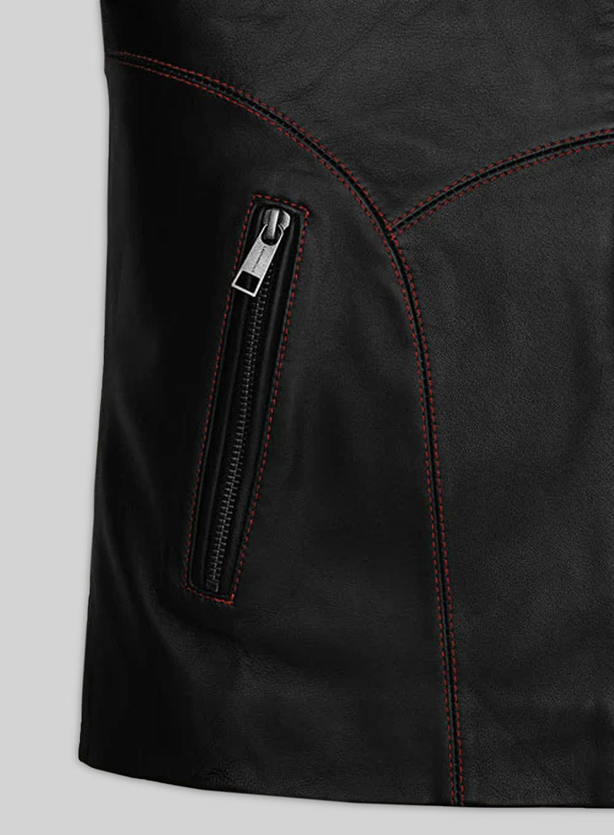 John Leguizamo Land of the Dead Black Leather Jacket – close-up detail of hardware and pockets