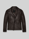 John Travolta From Paris with Love Dark Brown Leather Jacket – front view