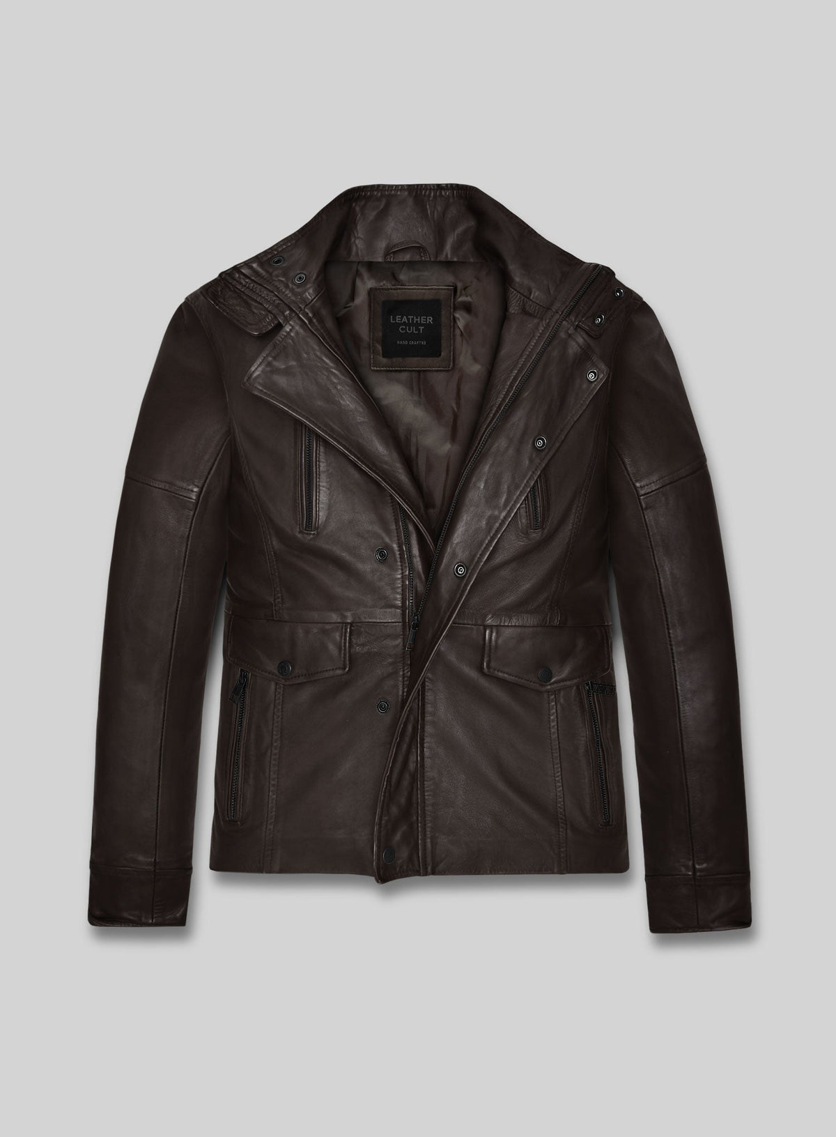 John Travolta From Paris with Love Dark Brown Leather Jacket – front view