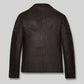 John Travolta From Paris with Love Dark Brown Leather Jacket – back view