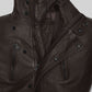 John Travolta From Paris with Love Dark Brown Leather Jacket – close-up detail of hardware and pockets