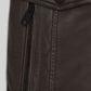 John Travolta From Paris with Love Dark Brown Leather Jacket – close-up detail of hardware and pockets