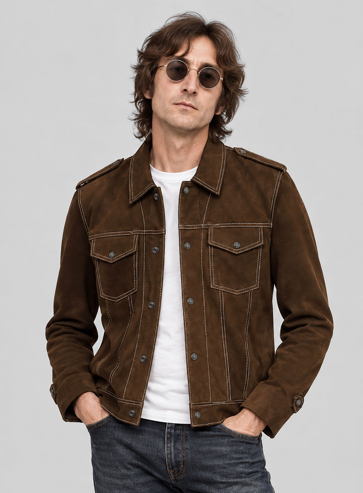 John Lennon Rubber Soul Brown Suede Jacket, product view 5