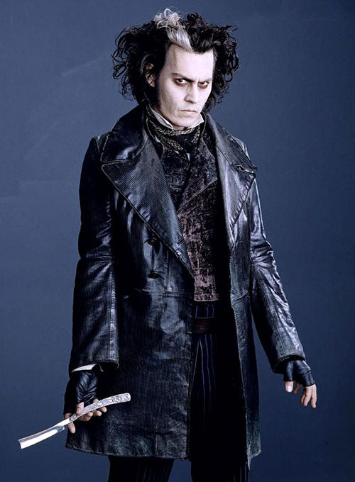 Johnny Depp Sweeney Todd Black Leather Coat – Johnny Depp wearing the look, photo 2