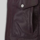 Joker Batman 1989 Purple Leather Jacket – close-up detail of hardware and pockets