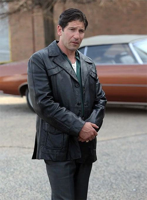 Jon Bernthal The Many Saints of Newark Black Leather Trench Coat – Jon Bernthal celebrity photo in The Many Saints of Newark