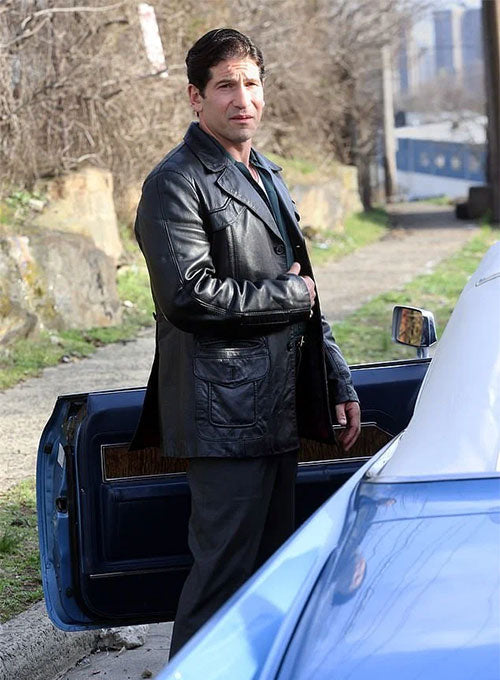 Jon Bernthal The Many Saints of Newark Black Leather Trench Coat – Jon Bernthal wearing the look, photo 3