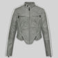 Julia Fox Black Leather Jacket – front view