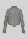 Julia Fox Black Leather Jacket – front view