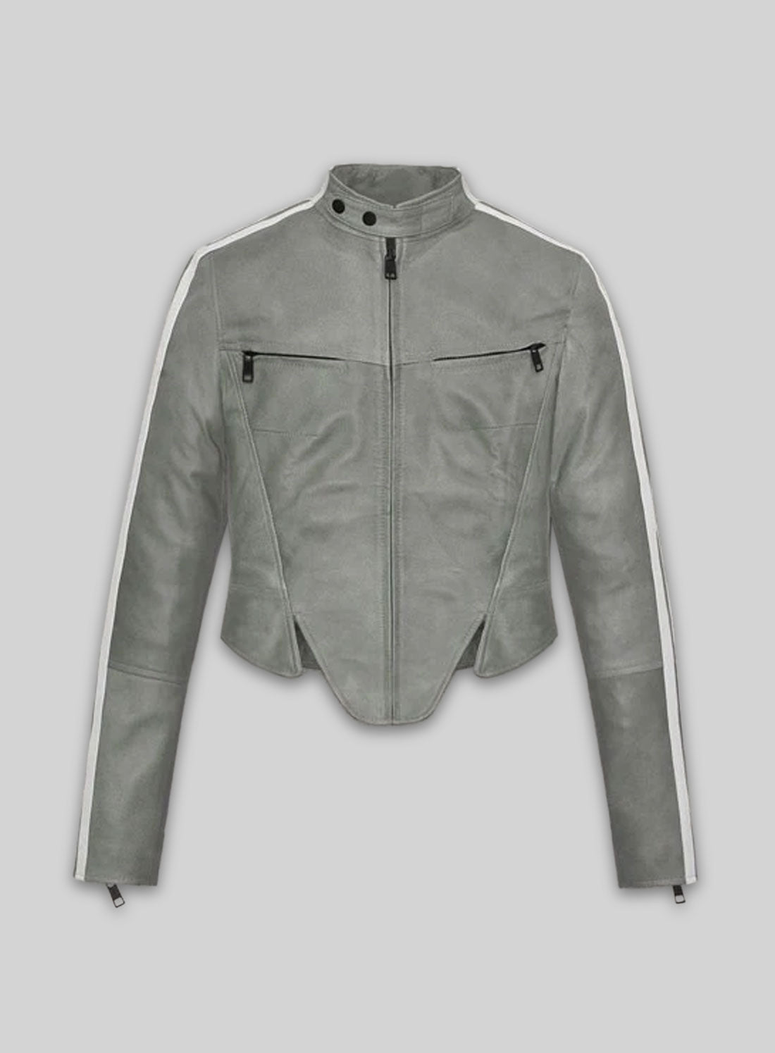 Julia Fox Black Leather Jacket – front view